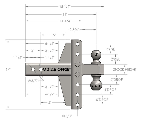 BulletProof 2.5" Medium Duty 4" & 6" Offset Hitch