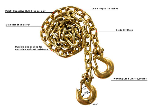 BulletProof Heavy Duty 3/8" Safety Chains (Pair)