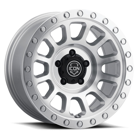 ICON Alloys Hulse, Silver Machined, 18 x 9 / 8 x 6.5, 12mm Offset, 5.25" Backspace