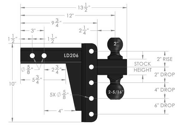 BulletProof 2.0" Light Duty 6" Drop/Rise Hitch