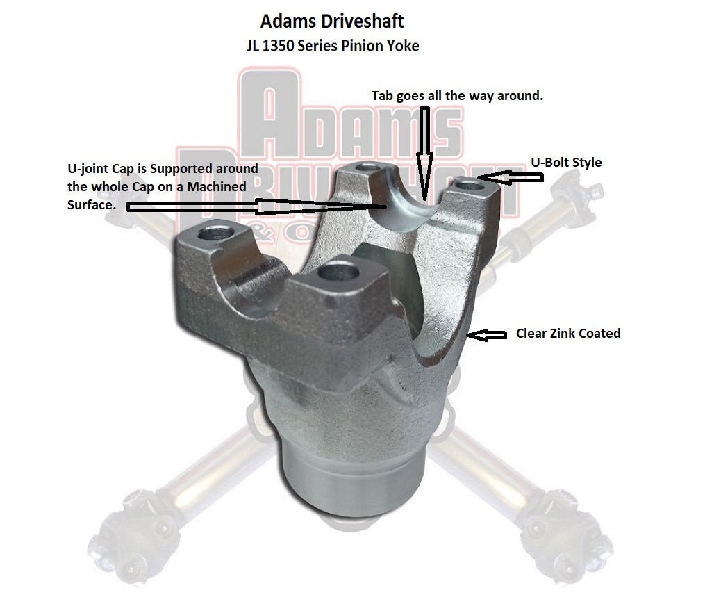Adams Forged Jeep JT Sport Rear 1350 Series Pinion Yoke U-Bolt Style with an M220 Differential.