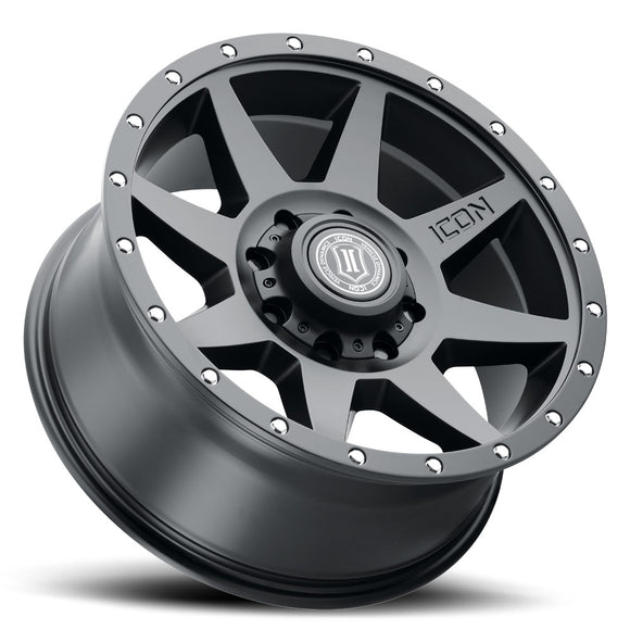 ICON Alloys Rebound, Satin Black, 20 x 9 / 8 x 6.5, 12mm Offset, 5.5" Backspace