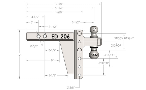 BulletProof 2.0" Extreme Duty 6" Drop/Rise Hitch