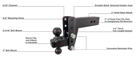 BulletProof 3.0" Heavy Duty 4" Drop/Rise Hitch