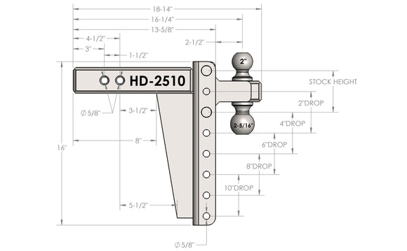 BulletProof 2.5" Heavy Duty 10" Drop/Rise Hitch