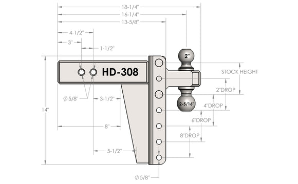 BulletProof 3.0" Heavy Duty 8" Drop/Rise Hitch