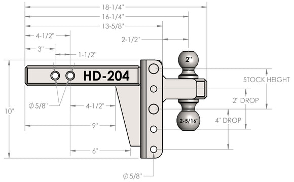 BulletProof 2.0" Heavy Duty 4" Drop/Rise Hitch