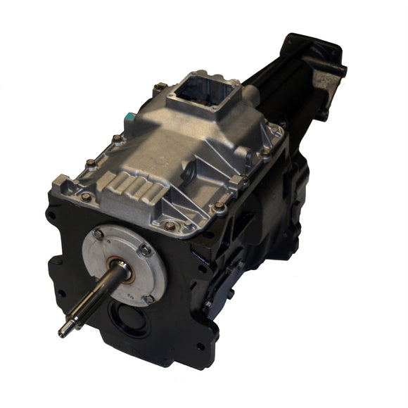 Remanufactured NV4500 Manual Transmission, 1996-00 GM P-Truck, 2WD, Internal Slave, Square Shifter Stub Opening In The Top Cover, With Emergency Brake, Bolt On Yoke