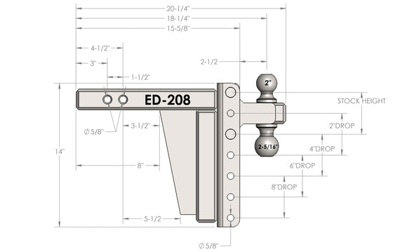 BulletProof 2.0" Extreme Duty 8" Drop/Rise Hitch