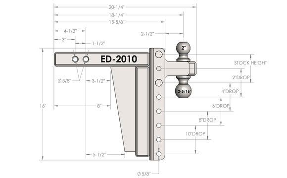 BulletProof 2.0" Extreme Duty 10" Drop/Rise Hitch