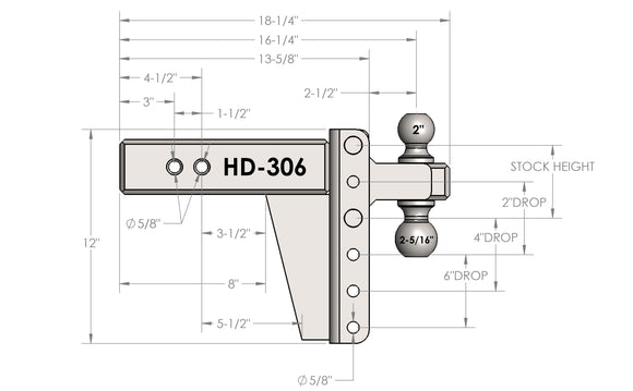 BulletProof 3.0" Heavy Duty 6" Drop/Rise Hitch