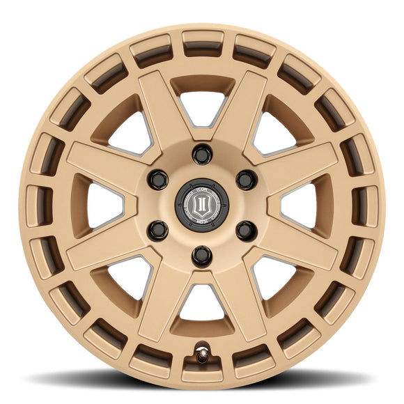 ICON Alloys Compass, Satin Brass, 17 x 8.5 / 5 x 5, -6mm Offset, 4.5" BS