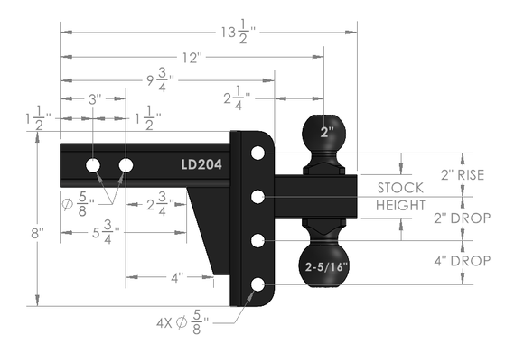 BulletProof 2.0" Light Duty 4" Drop/Rise Hitch