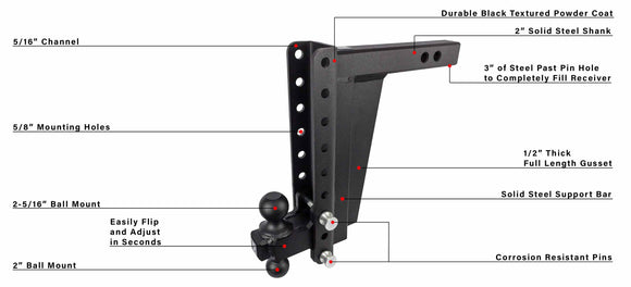 BulletProof 2.0" Extreme Duty 12" Drop/Rise Hitch