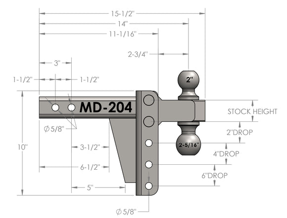 BulletProof 2.0" Medium Duty 4" Drop/Rise Hitch