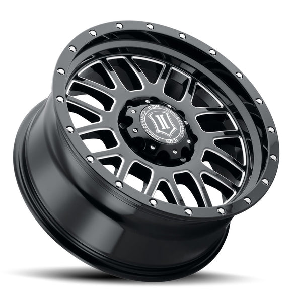 ICON Alloys Alpha, Gloss Black, Milled Windows, 20x9 / 5x150, 16mm OS, 5.625" BS