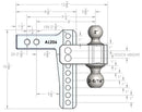 BulletProof 2.0" Aluminum Medium Duty 6" Drop/Rise Hitch - Stainless Ball-7