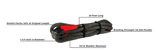 BulletProof Extreme Duty 1-1/4" x 30' Kinetic Recovery Rope