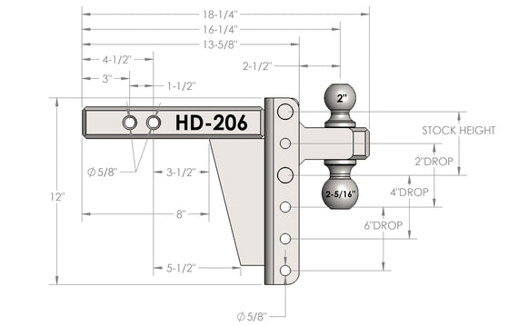 BulletProof 2.0" Heavy Duty 6" Drop/Rise Hitch