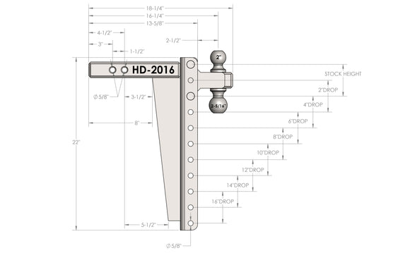 BulletProof 2.0" Heavy Duty 16" Drop/Rise Hitch