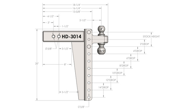 BulletProof 3.0" Heavy Duty 14" Drop/Rise Hitch