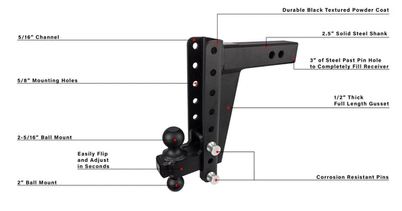 BulletProof 2.5" Heavy Duty 10" Drop/Rise Hitch
