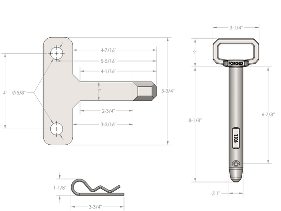 BulletProof Heavy Duty Single Tang Clevis with 1" Pin