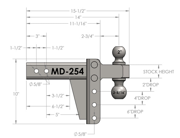 BulletProof 2.5" Medium Duty 4" Drop/Rise Hitch
