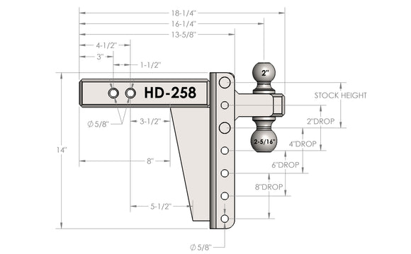 BulletProof 2.5" Heavy Duty 8" Drop/Rise Hitch