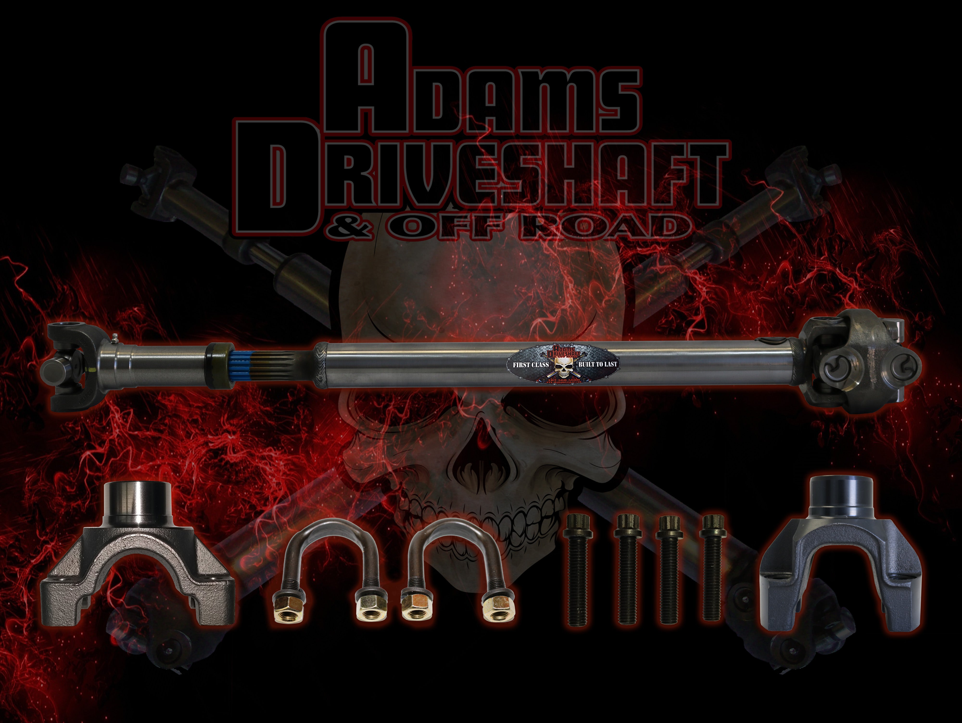 ADAMS DRIVESHAFT XJ Front 1350 HALF ROUND CV DRIVESHAFT [EXTREME DUTY SERIES] SOLID U-JOINT - 0