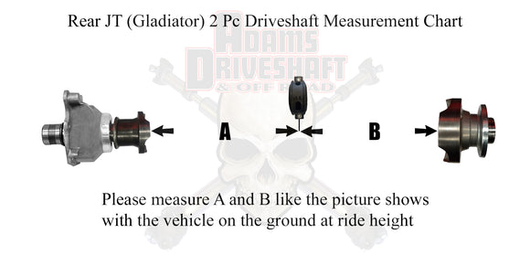 ADAMS DRIVESHAFT JT GLADIATOR OVERLAND - SPORT - MOJAVE - REAR 2 PIECE 1350 CV DRIVESHAFT [EXTREME DUTY SERIES]
