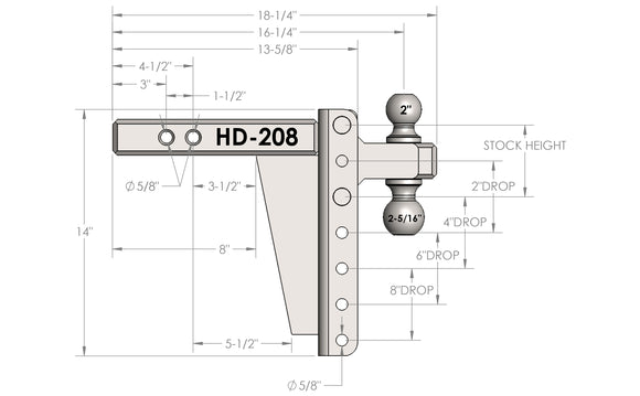 BulletProof 2.0" Heavy Duty 8" Drop/Rise Hitch