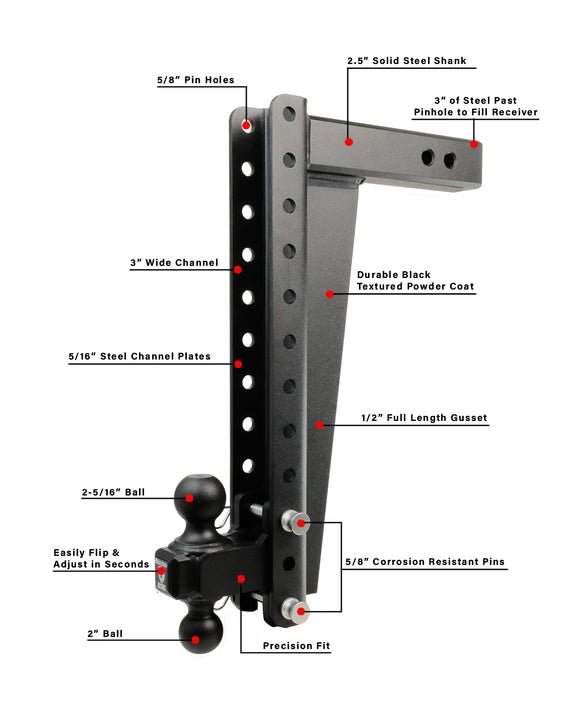 BulletProof 2.5" Heavy Duty 18" Drop/Rise Hitch