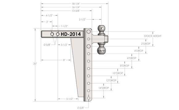 BulletProof 2.0" Heavy Duty 14" Drop/Rise Hitch