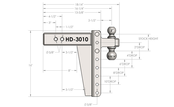 BulletProof 3.0" Heavy Duty 10" Drop/Rise Hitch