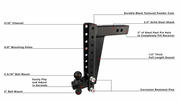BulletProof 2.5" Heavy Duty 14" Drop/Rise Hitch