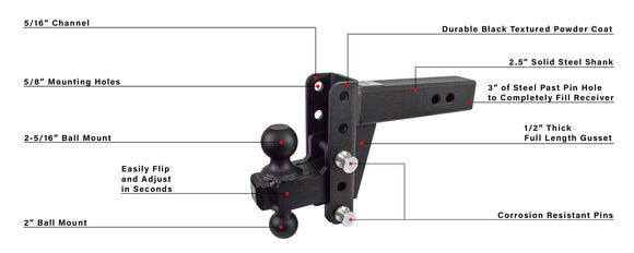 BulletProof 2.5" Heavy Duty 4" Drop/Rise Hitch