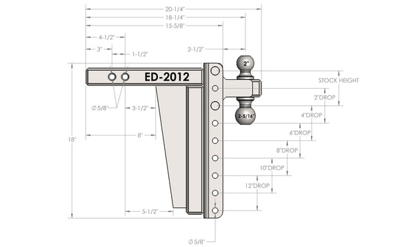 BulletProof 2.0" Extreme Duty 12" Drop/Rise Hitch