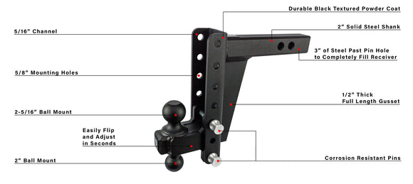 BulletProof 2.0" Heavy Duty 8" Drop/Rise Hitch