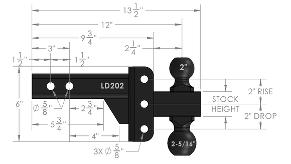 BulletProof 2.0" Light Duty 2" Drop/Rise Hitch