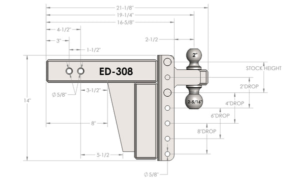 BulletProof 3.0" Extreme Duty 8" Drop/Rise Hitch