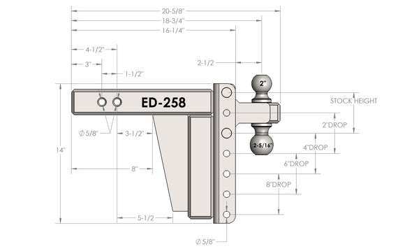 BulletProof 2.5" Extreme Duty 8" Drop/Rise Hitch