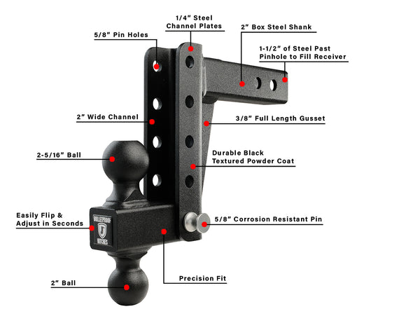 BulletProof 2.0" Light Duty 6" Drop/Rise Hitch