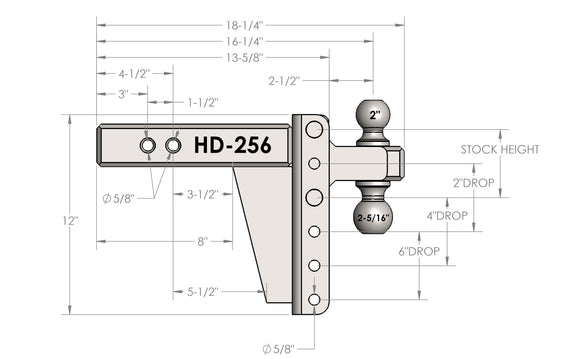 BulletProof 2.5" Shank Heavy Duty 6" Drop/Rise Hitch