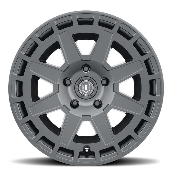 ICON Alloys Compass, Satin Black, 17 x 8.5 / 6 x 5.5, 0mm Offset, 4.75" BS