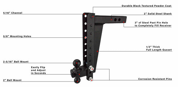 BulletProof 2.0" Heavy Duty 14" Drop/Rise Hitch